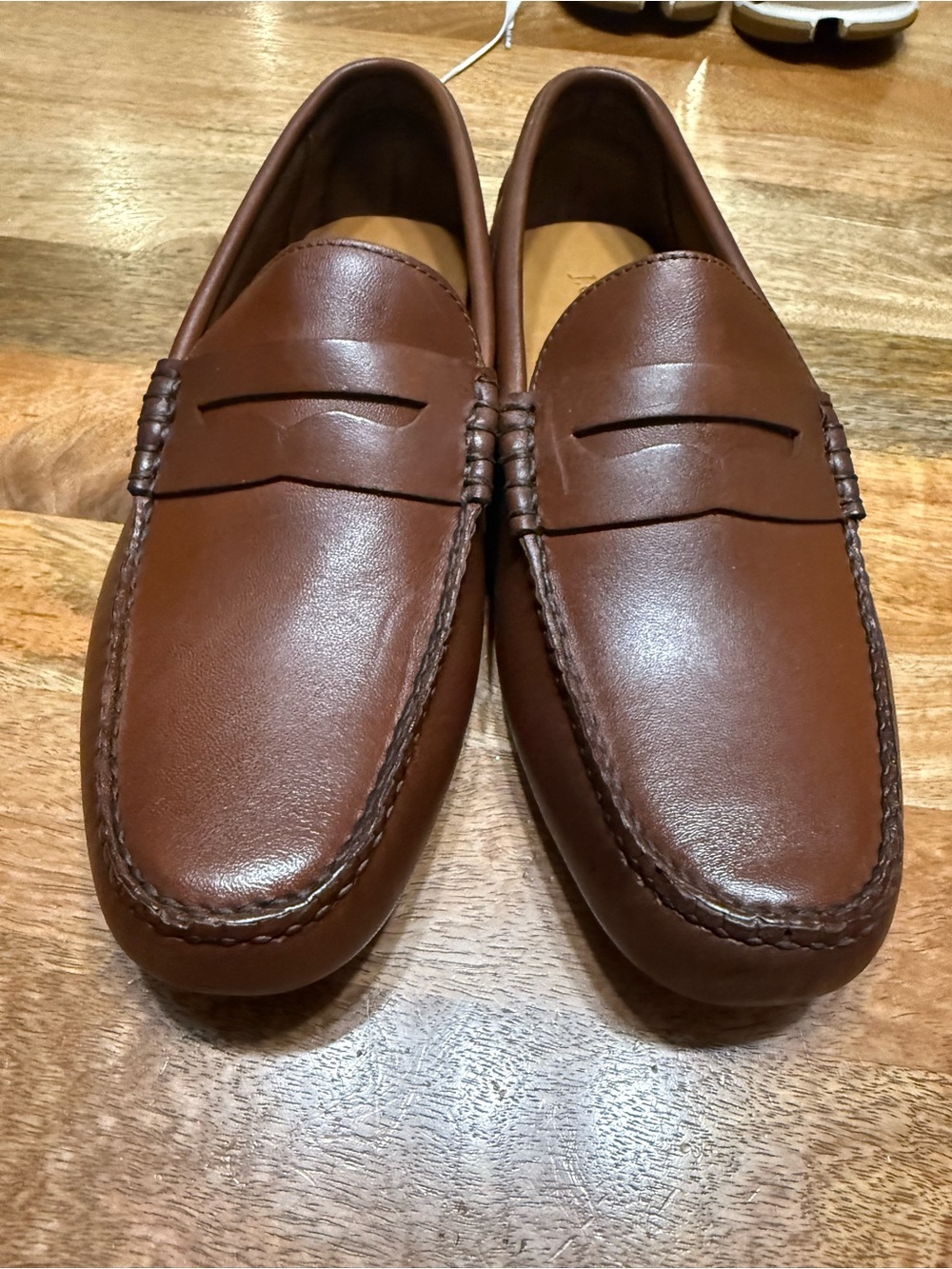 J. Crew Factory Men's Penny Loafers in Cognac Brown
